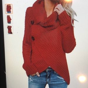 Chunky knit cowl neck sweater